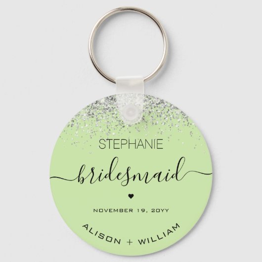 Persoonlijke bruidsmeisje glitter confetti-effect sleutelhanger (Voorkant)