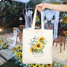 Persoonlijke Bruidsmeisje Tote | Zonnebloemen Rust Tote Bag