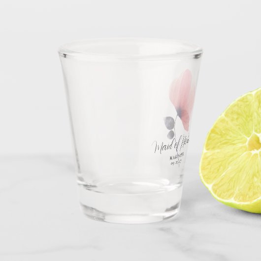 Persoonlijke bruidsmeisje waterverf blozende klapr shot glas (Links)