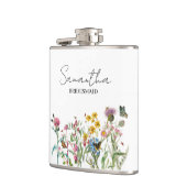 Persoonlijke Bruidsmeisje Wilde Bloemen Bruiloft Heupfles (Links)