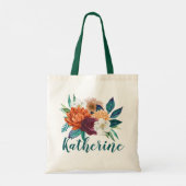 Persoonlijke bruidsmeisjes herfst bloemen aangepas tote bag (Achterkant)