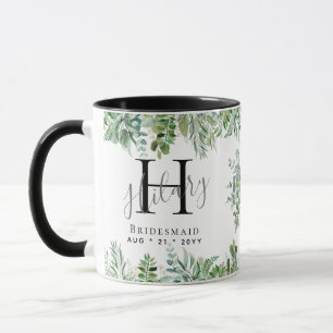 Persoonlijke bruidsmeisjes monogram groen bruiloft mok