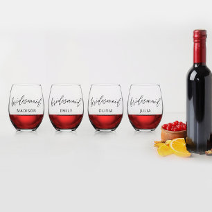 Persoonlijke bruidsmeisjes wijnglas zonder voet