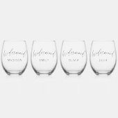 Persoonlijke bruidsmeisjes wijnglas zonder voet (Voorkant)
