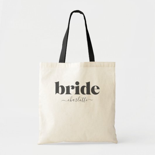Persoonlijke bruidsnaam modern zwart wit favor tote bag (Voorkant)