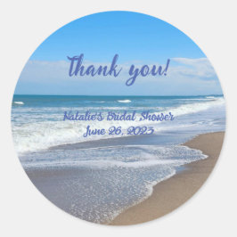 Persoonlijke bruidsstrand scène bedankt sticker