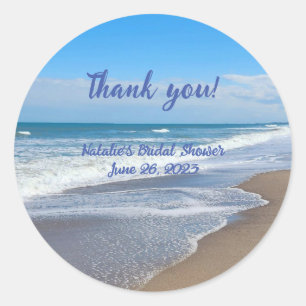 Persoonlijke bruidsstrand scène bedankt sticker
