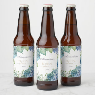 Persoonlijke Bruidsuitnodiging Blauwe Hortensia's Bier Etiket