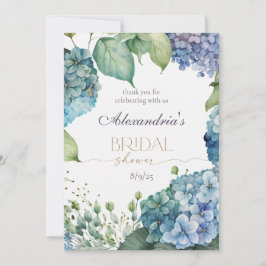 Persoonlijke Bruidsuitnodiging Blauwe Hydrangea's Bedankkaart