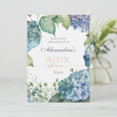 Persoonlijke Bruidsuitnodiging Blauwe Hydrangea's Bedankkaart (Staand voorkant)