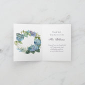 Persoonlijke Bruidsuitnodiging Blauwe Hydrangea's Bedankkaart (Binnen)