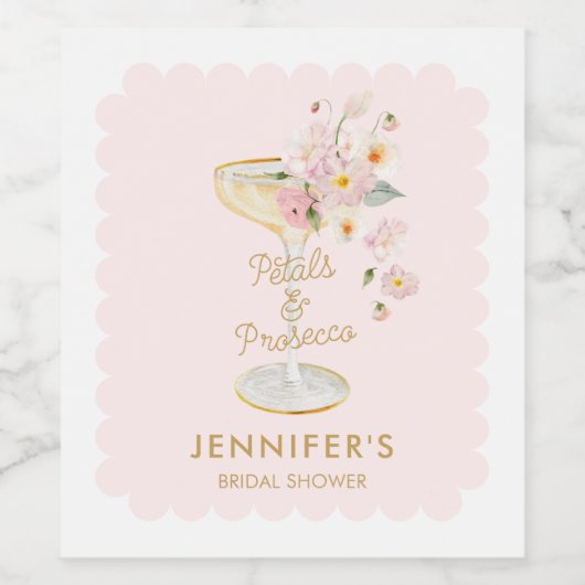 Persoonlijke Bruidsuitnodiging 'Bloemblaadjes en P Wijn Etiket (Enkel label)