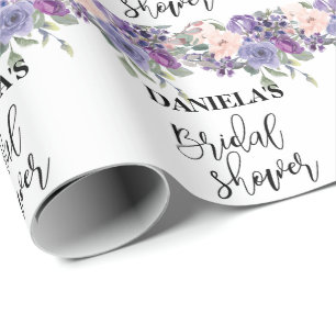 Persoonlijke Bruidsuitnodiging Paarse Bloemen  Cadeaupapier