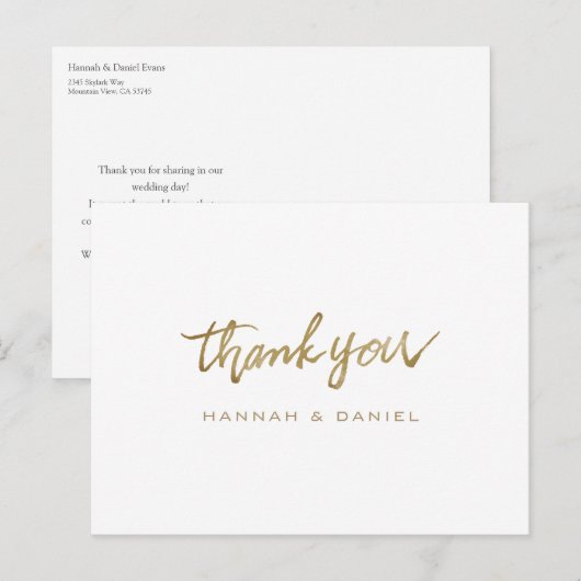 Persoonlijke bruiloft Bedankt Briefkaart (Voorkant / Achterkant)