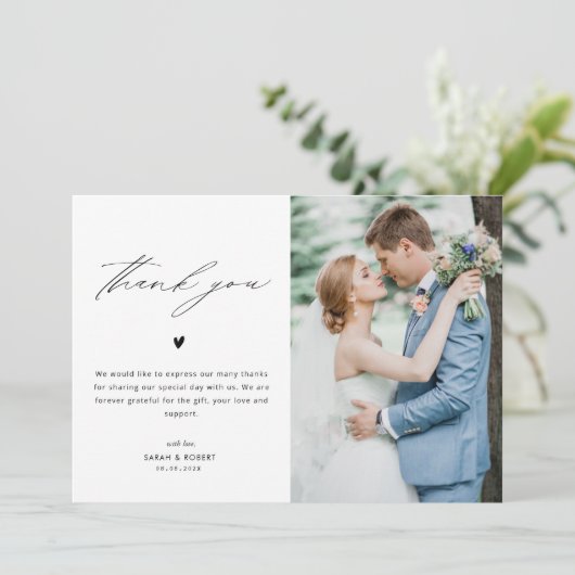 persoonlijke bruiloft bedankt je fotokaart (Staand voorkant)