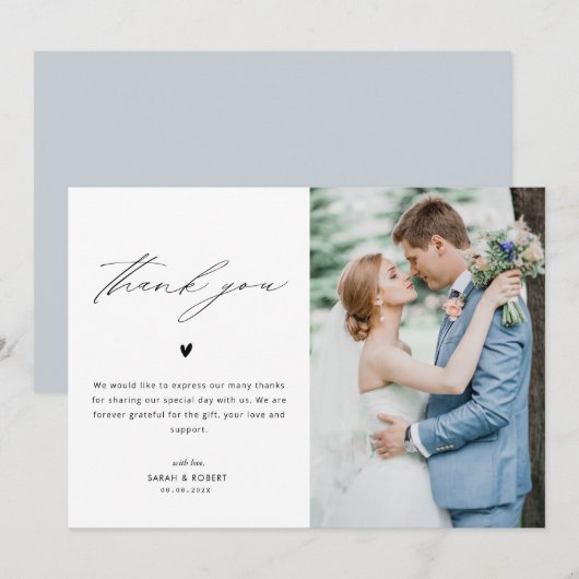 persoonlijke bruiloft bedankt je fotokaart (Voorkant / Achterkant)