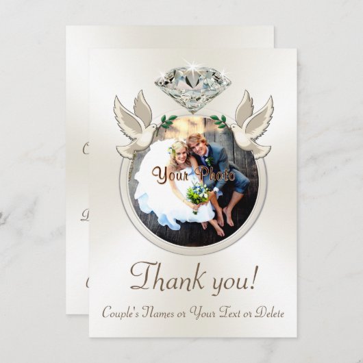 Persoonlijke bruiloft Bedankt kaarten met foto (Voorkant / Achterkant)