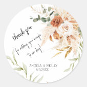 Persoonlijke bruiloft Bedankt Ronde Sticker (Voorkant)
