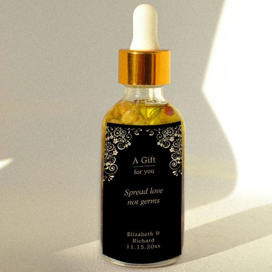 Persoonlijke bruiloft - Black Gold Hand Sanitizer Etiket