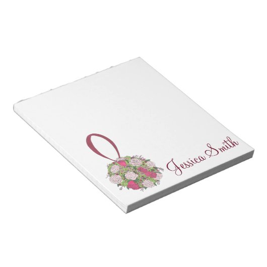 Persoonlijke bruiloft Bridal Party Bouquet Notitie Notitieblok (Schuin)
