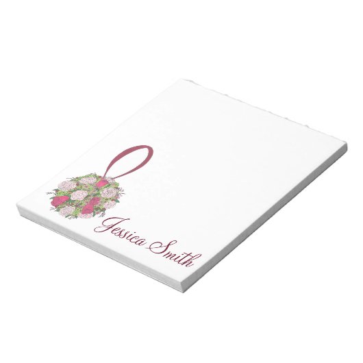 Persoonlijke bruiloft Bridal Party Bouquet Notitie Notitieblok (Linkerzijde)