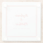 Persoonlijke bruiloft Bride & Groom Coral White Glazen Onderzetter (Achterkant)
