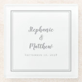 Persoonlijke bruiloft Bride & Groom Ultimate Gray Glazen Onderzetter (Voorkant)