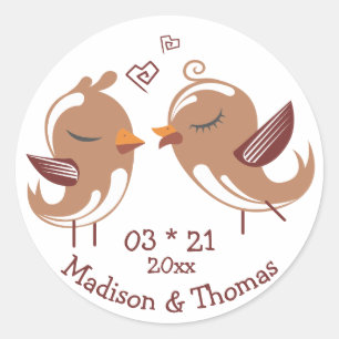 Persoonlijke Bruiloft Bruine Onvergetelijke Liefde Ronde Sticker