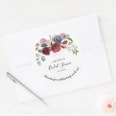 Persoonlijke bruiloft burgundy rustieke bloemstukk ronde sticker (Envelop)