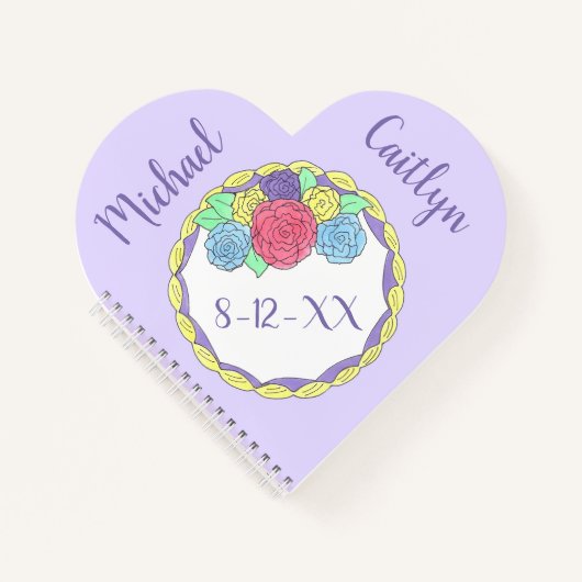 Persoonlijke bruiloft Cake Bride Groom Floral Favo Notitieboek (Voorkant)