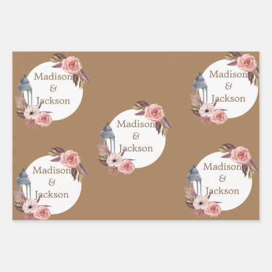 Persoonlijke bruiloft-ceremonie Wreath Waterverf Inpakpapier Vel (Voorkant)