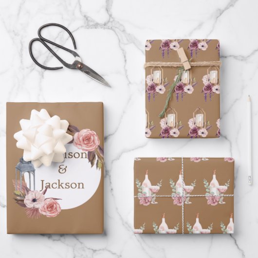 Persoonlijke bruiloft-ceremonie Wreath Waterverf Inpakpapier Vel (Voorkant)