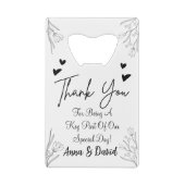 Persoonlijke bruiloft creditkaart flessenopener (Achterkant)