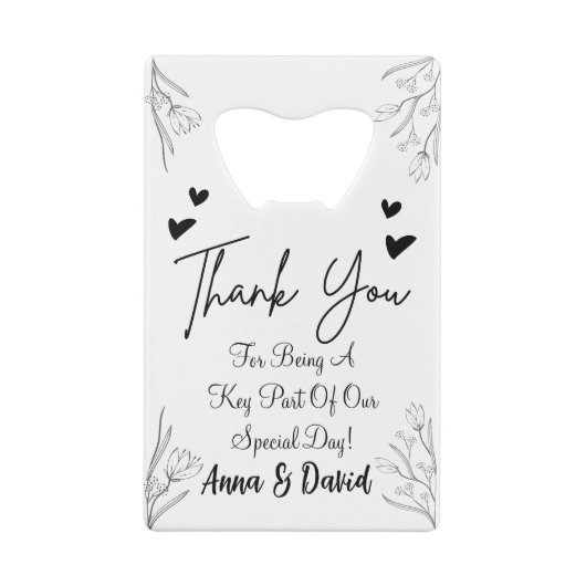 Persoonlijke bruiloft creditkaart flessenopener (Achterkant)