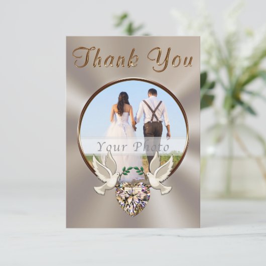 Persoonlijke, bruiloft Dank u Kaarten met Afbeeldi (Staand voorkant)