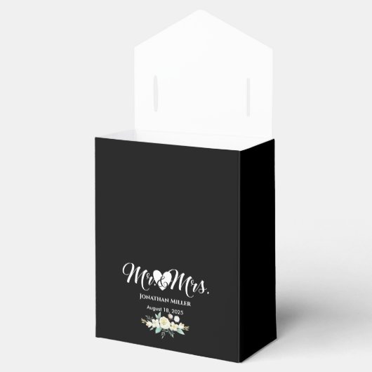 Persoonlijke bruiloft Elegant Black White Floral Bedankdoosjes (Geopend)