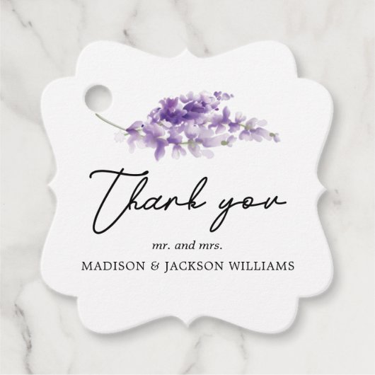 Persoonlijke bruiloft Elegant Lavender Bedankjes Labels (Voorkant)