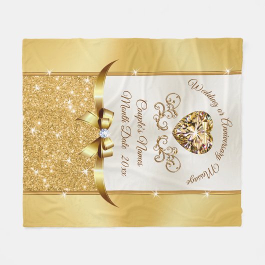 Persoonlijke bruiloft, elk jaar Jubileum Fleece Deken (Voorkant (Horizontaal))