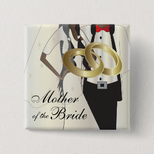 Persoonlijke bruiloft en familieleden vierkante button 5,1 cm