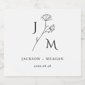 Persoonlijke bruiloft Floral Monogram Sparkling Wijnetiket (Enkel label)