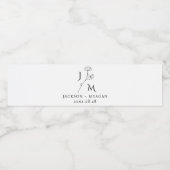 Persoonlijke bruiloft Floral Monogram Waterfles Etiket (Enkel label)