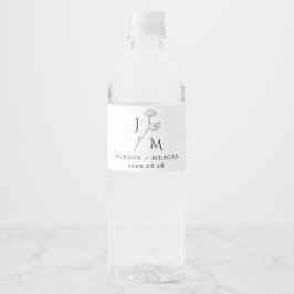 Persoonlijke bruiloft Floral Monogram Waterfles Etiket