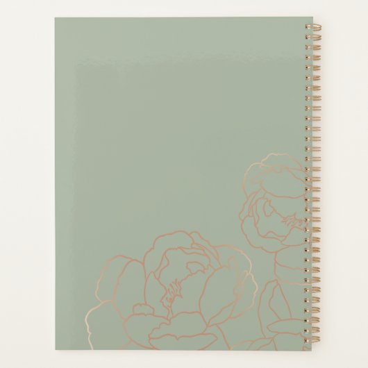 Persoonlijke bruiloft foto Blush en Sage Floral Planner (Achterkant)