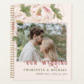 Persoonlijke bruiloft Foto Blush Pink Peony Floral Planner (Voorkant)
