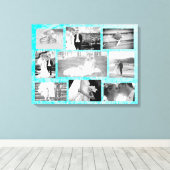 Persoonlijke bruiloft Foto Collage Wall Art Aqua Canvas Afdruk (Insitu (Houten vloer))