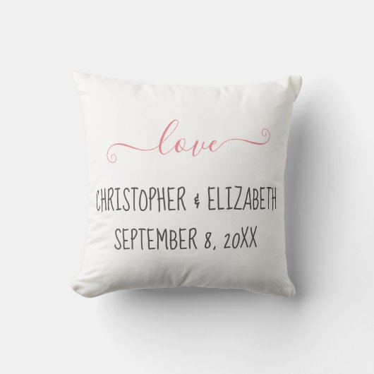 Persoonlijke bruiloft Foto liefdesnamen en datumca Kussen (Voorkant)