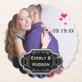 Persoonlijke bruiloft foto Modern Chalkboard Kartonnen Onderzetters (Voorkant)