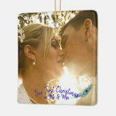 Persoonlijke bruiloft foto Peacock Feather Ceramic Keramisch Ornament (Links)