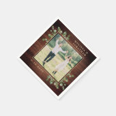 Persoonlijke bruiloft Foto Rustic Wood Greenery Servet (Hoek)