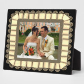 Persoonlijke bruiloft Foto Sepia Lace Ribbon Lijst Fotoplaat (Zijkant)